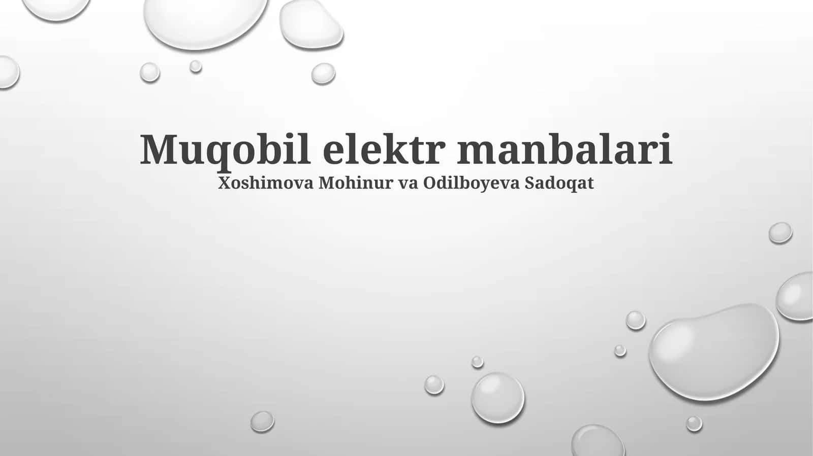 Muqobil elektr manbalari 1