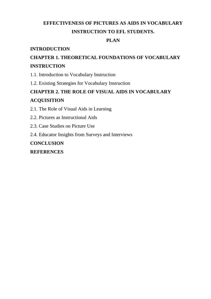 Effectiveness of Pictures as Aids in Vocabulary Instruction to EFL Students