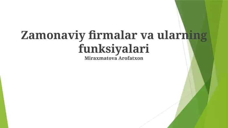 Zamonaviy firmalar va ularning funksiyalari 1