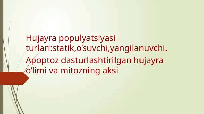 Hujayra populyatsiyasi turlari 1