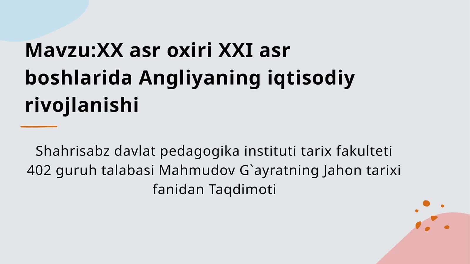 Angliyaning iqtisodiyrivojlanishi 1