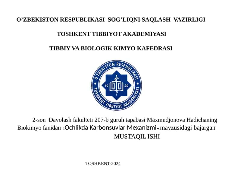 Ochlikda Karbonsuvlar Mexanizmi 1
