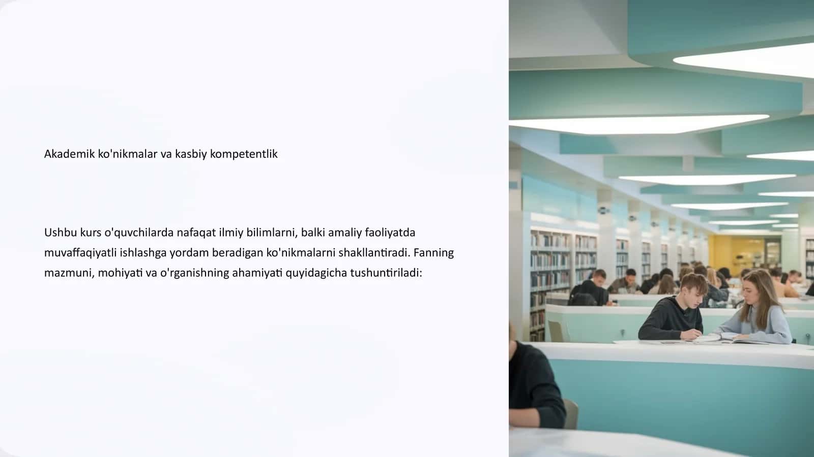 Akademik ko'nikmalar va kasbiy kompetentlik 1