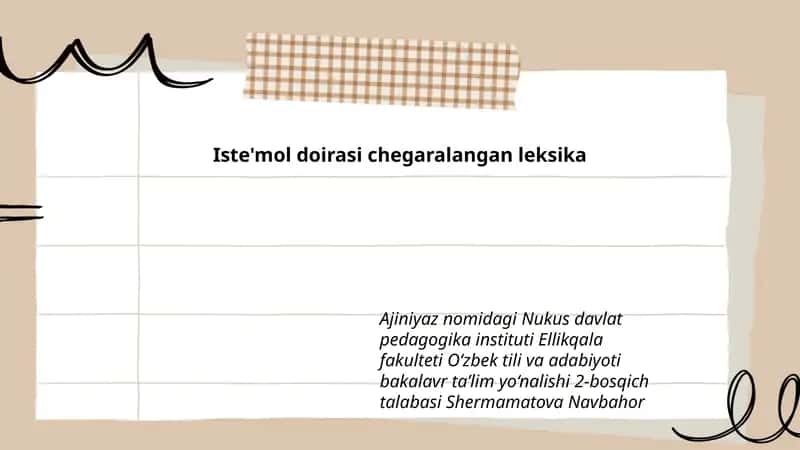 Iste'mol doirasi chegaralangan leksika 1