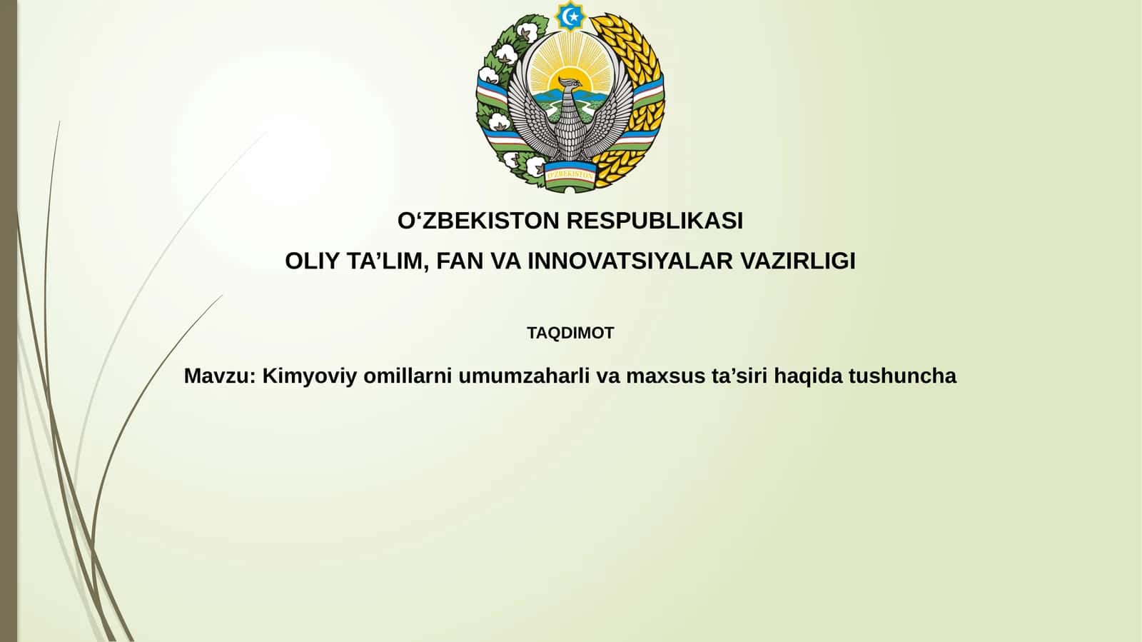 Kimyoviy moddalarning umumiy va maxsus toksik ta'sirlari 1