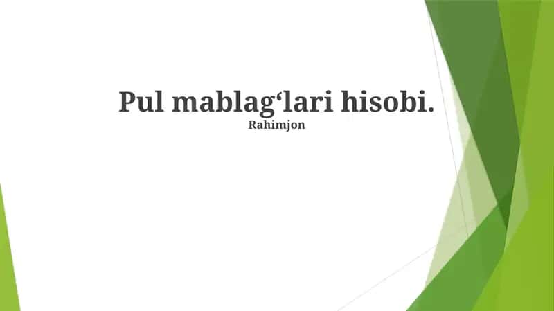 Naqd Pul Oqimlari 1