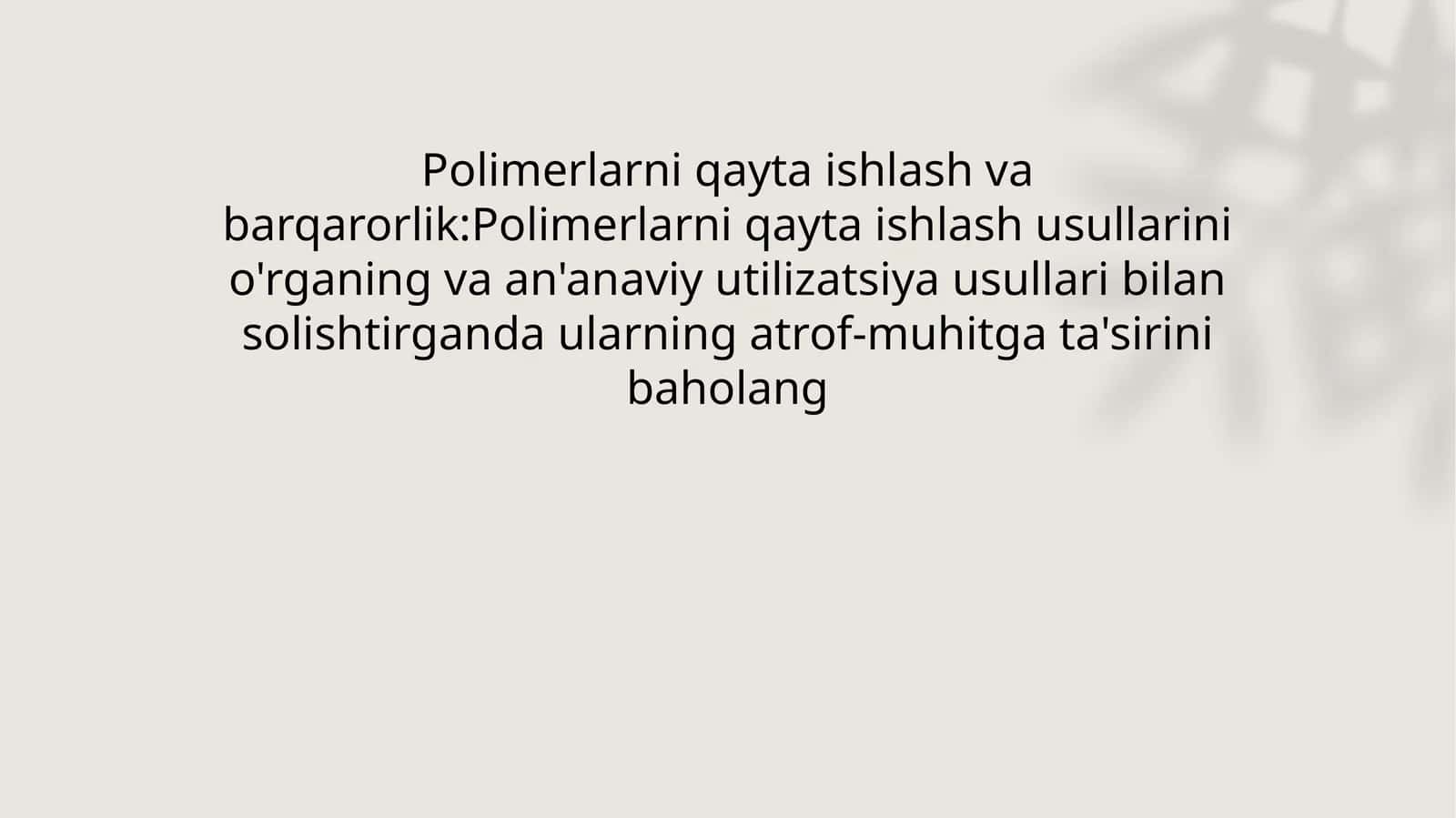 Polimerlarni qayta ishlash va barqarorlik 1
