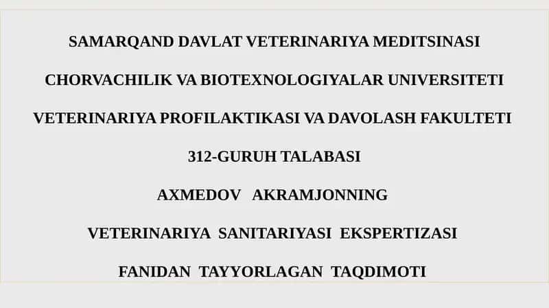 VETERINARIYA SANITARIYASI EKSPERTIZASI 1