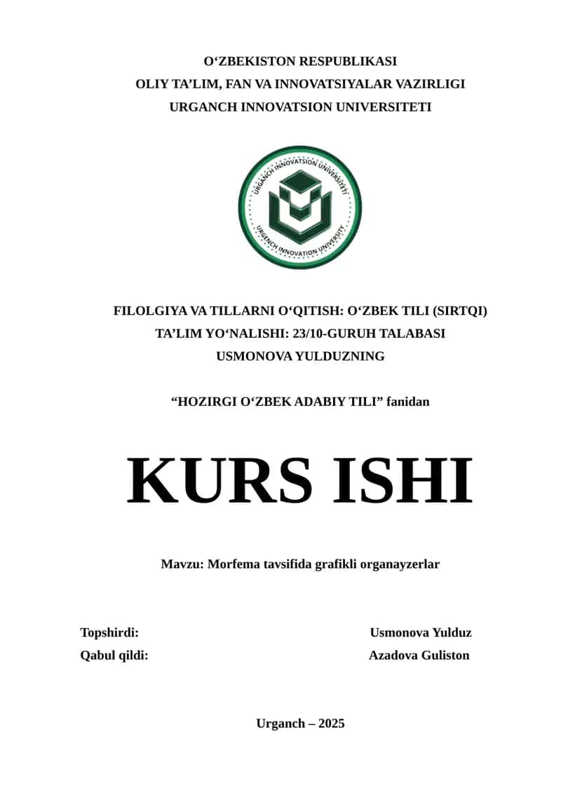 MORFEMA TAVSIFIDA GRAFIKLI ORGANAYZERLAR 1