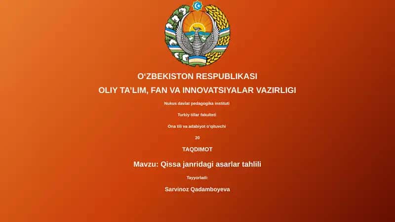 Qissa janridagi asarlar tahlili 1