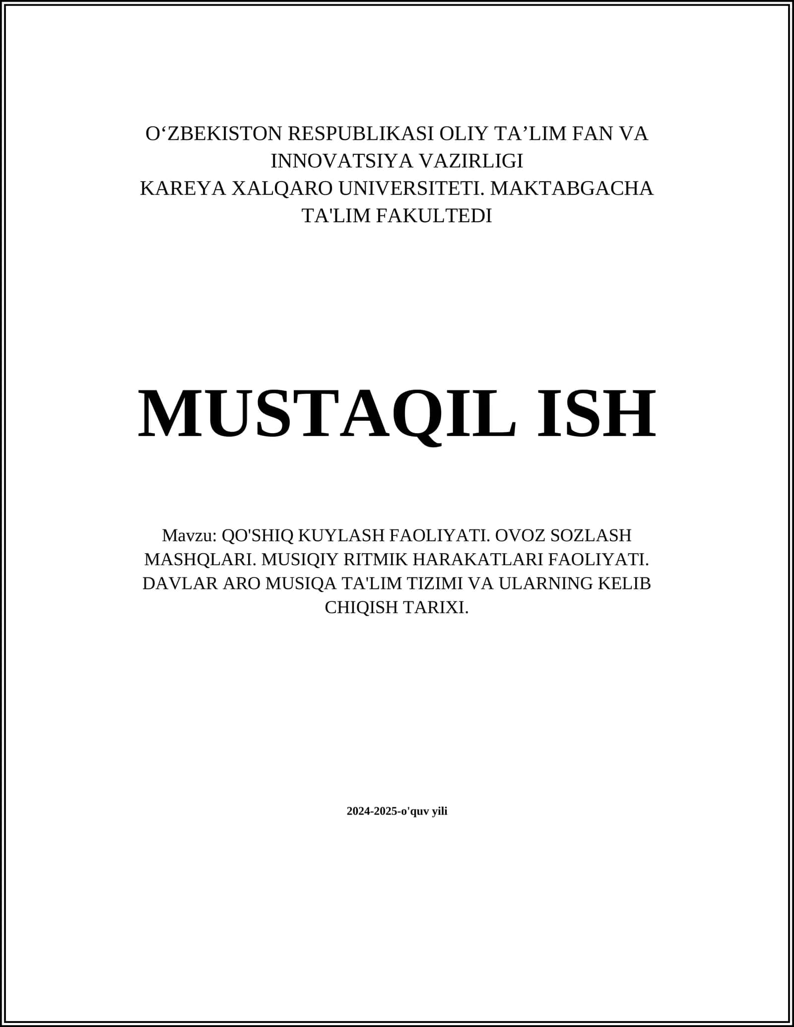 QO'SHIQ KUYLASH FAOLIYATI 1
