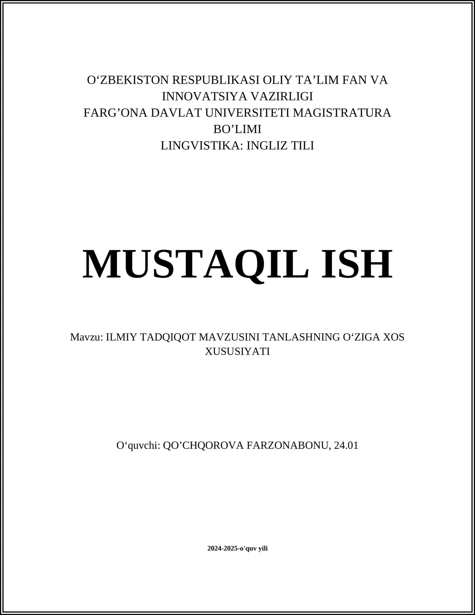 ILMIY TADQIQOT MAVZUSINI TANLASHNING OʻZIGA XOS XUSUSIYATI 1