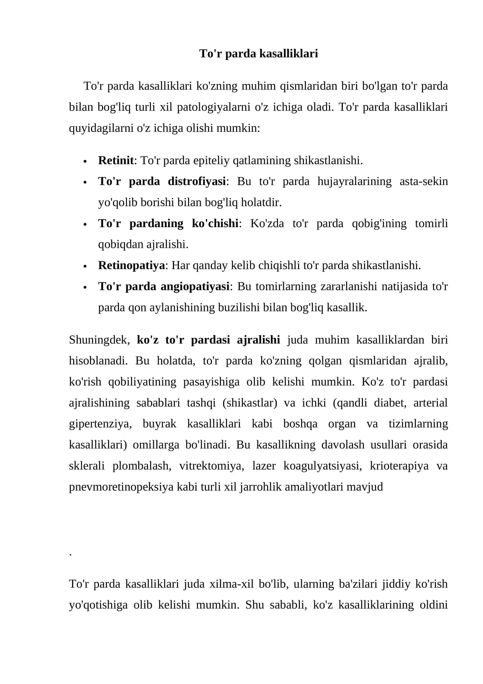 To'r parda kasalliklari 1