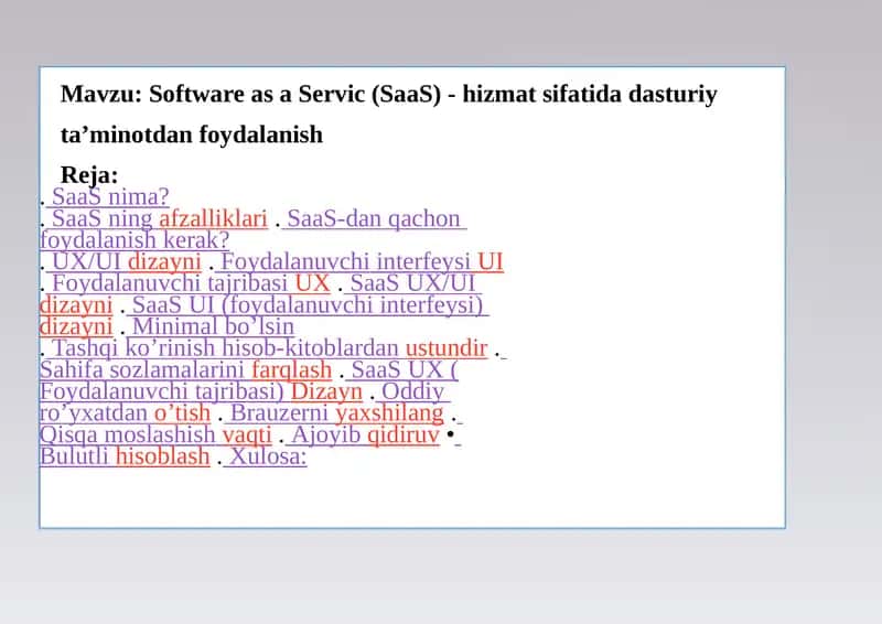 Software as a Service (SaaS) 1