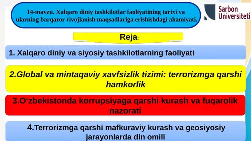 Xalqaro diniy va siyosiy tashkilotlarning faoliyati 1