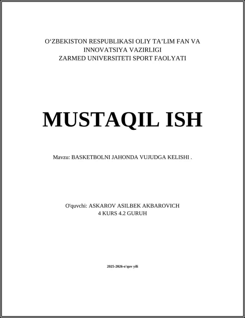 BASKETBOLNI JAHONDA VUJUDGA KELISHI 1