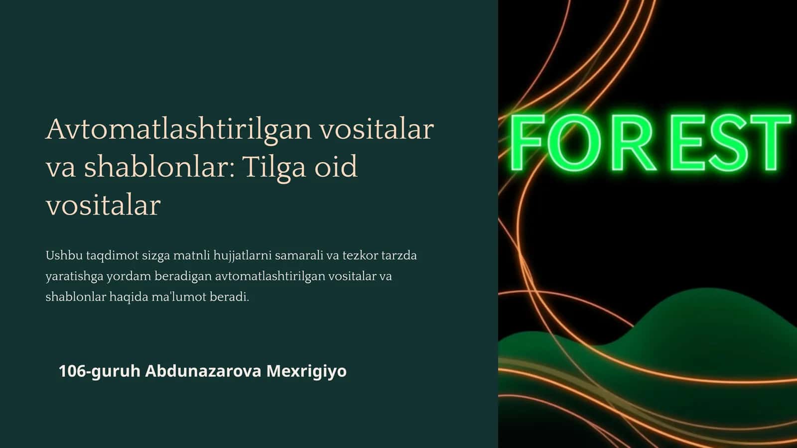 Avtomatlashtirilgan vositalar va shablonlar: Tilga oid vositalar 1