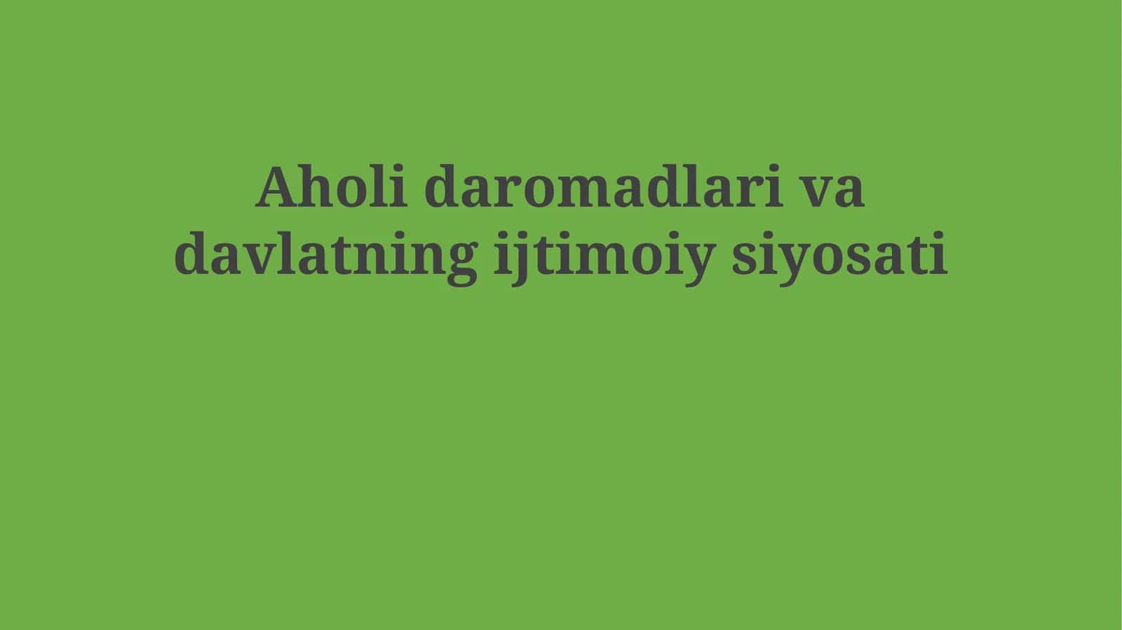 Daromadlar taqsimoti va kambag'allik 1