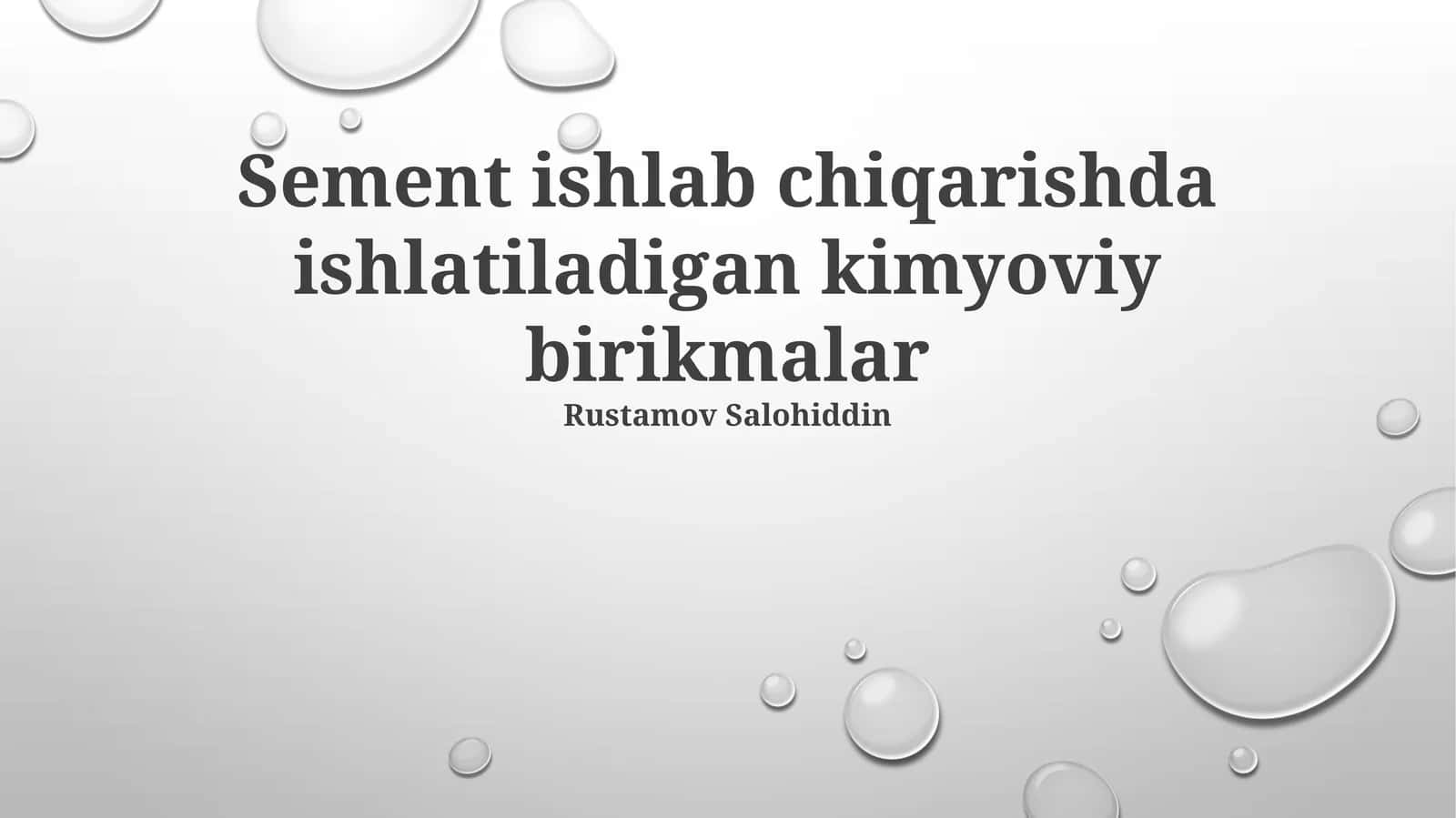 Sement ishlab chiqarishda ishlatiladigan kimyoviy birikmalar 1