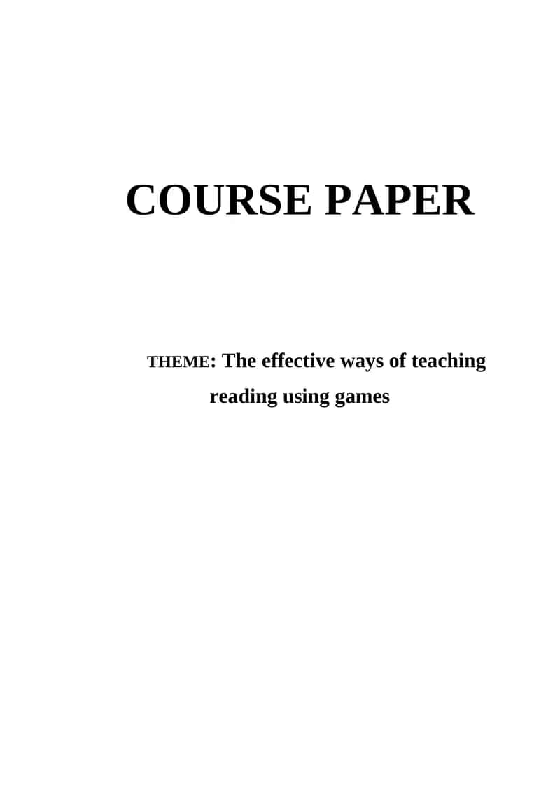 The effective ways of teaching reading using games 1
