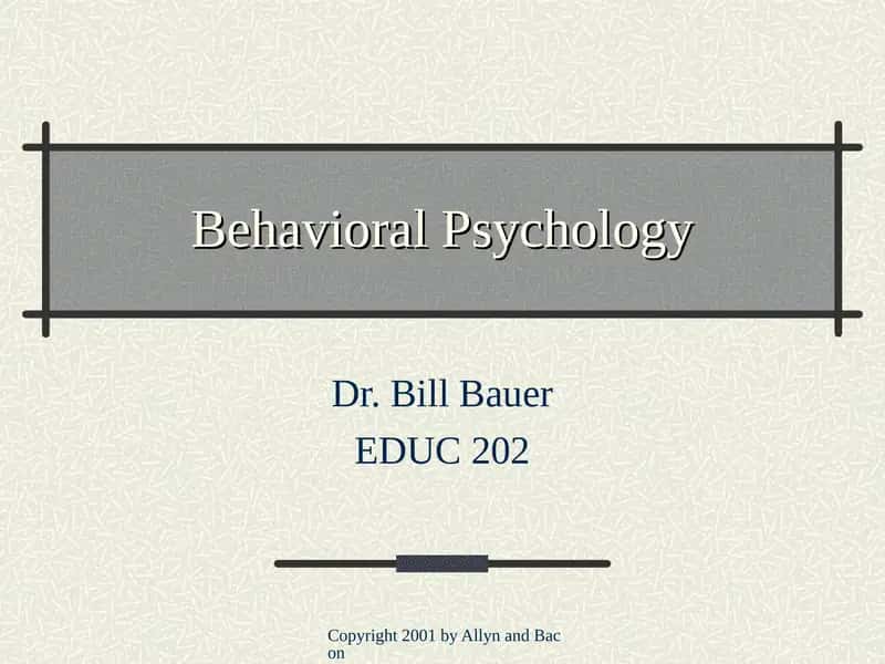 Behavioral Psychology 1
