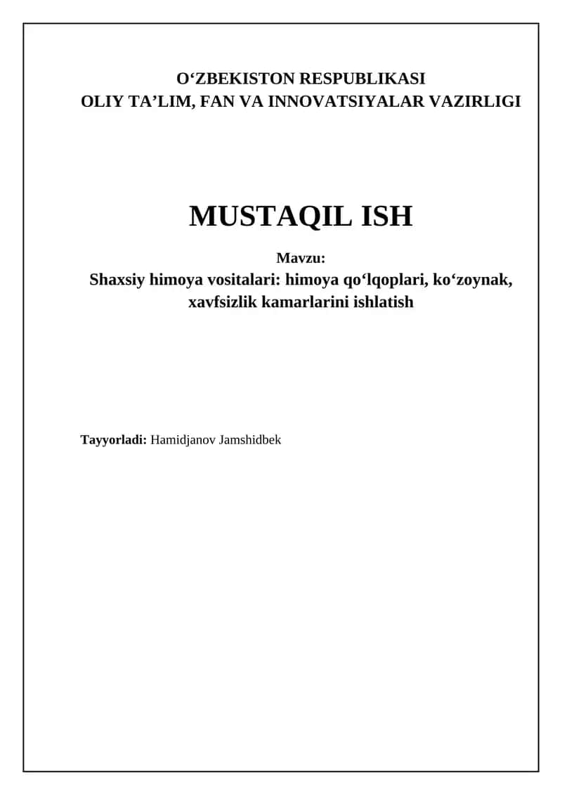 Shaxsiy himoya vositalari 1