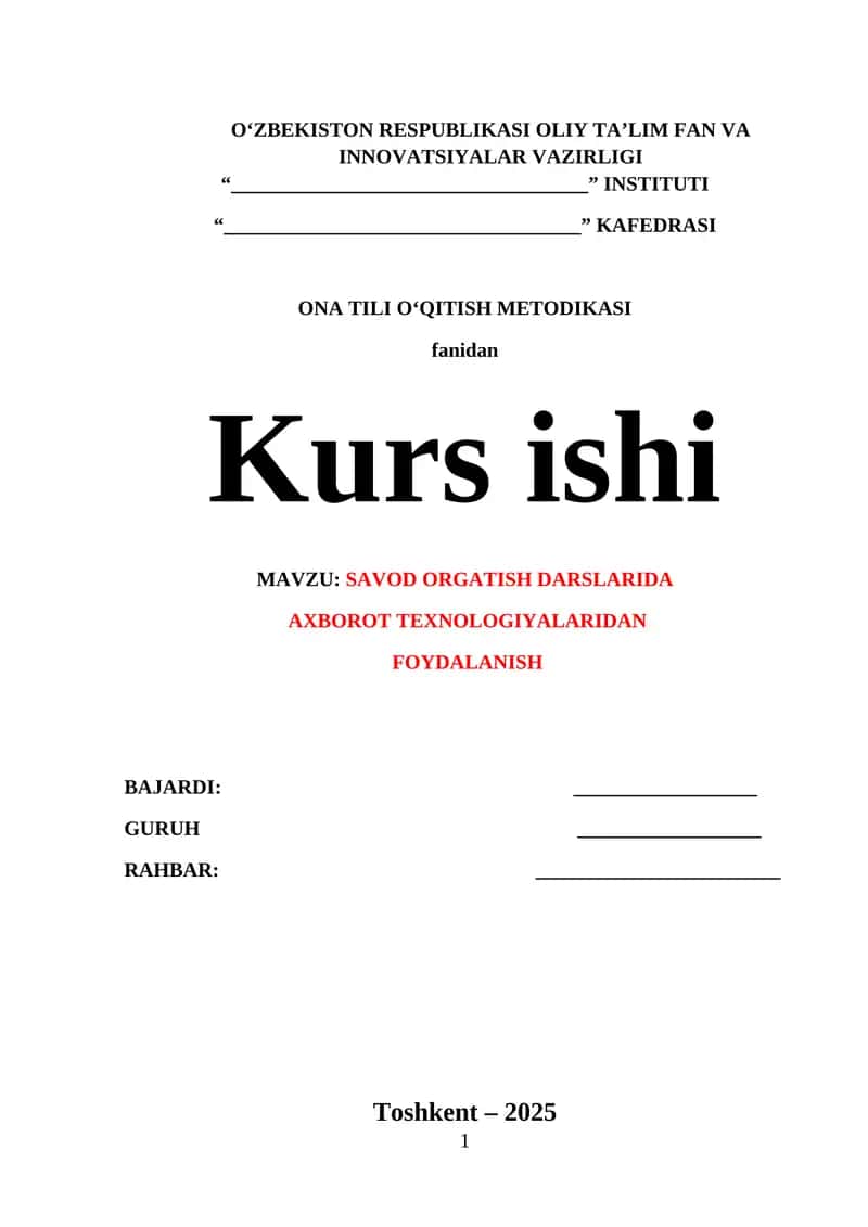 ONA TILI O'QITISH METODIKASI 1