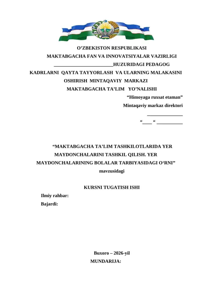 MAKTABGACHA TA’LIM YO’NALISHI 1