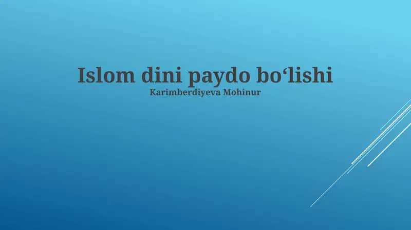Islom dini paydo boʻlishi 1