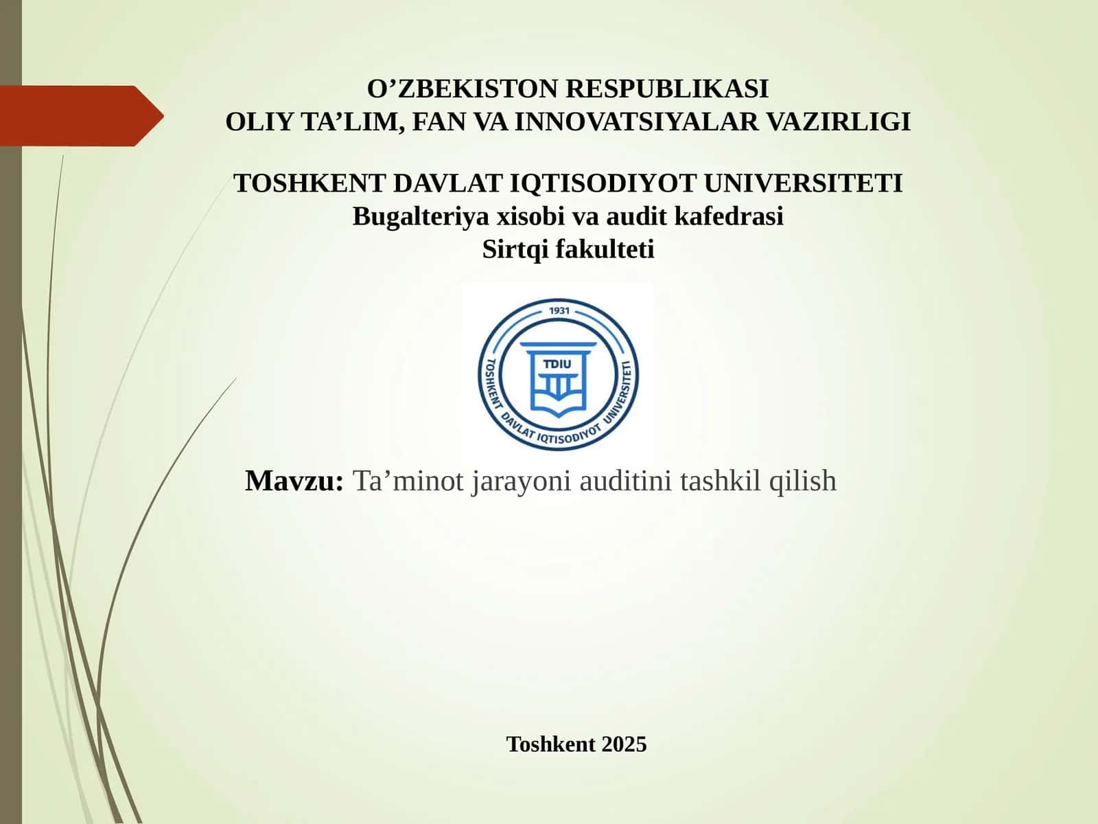 Ta’minot jarayoni auditini tashkil qilish 1