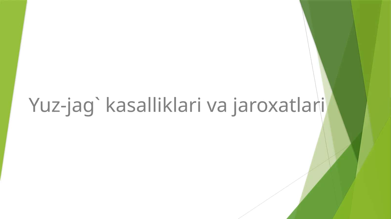 Yuz-jag` kasalliklari va jaroxatlari 1