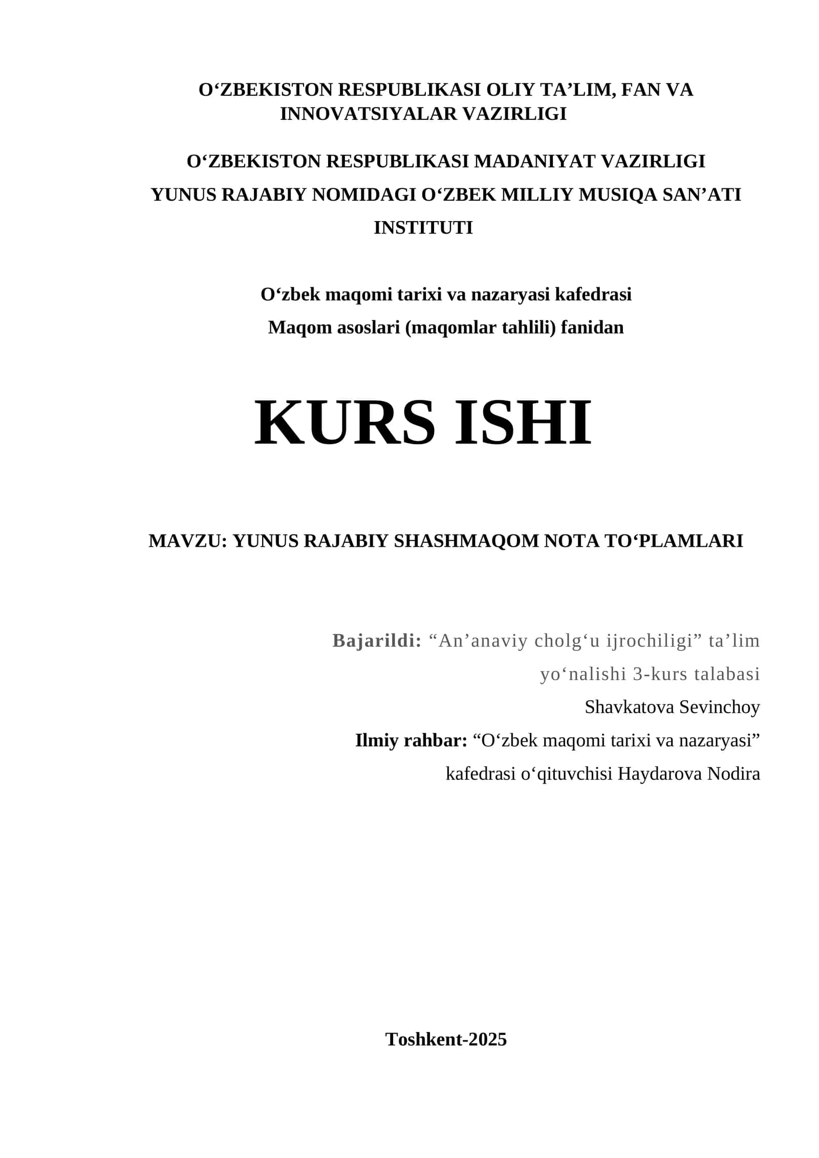 YUNUS RAJABIY SHASHMAQOM NOTA TO‘PLAMLARI 1
