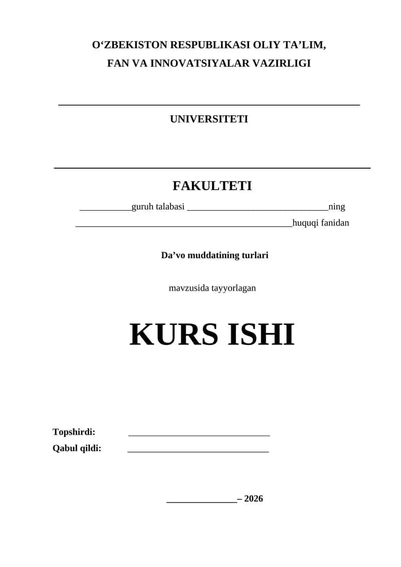 Da’vo muddatining turlari KURS ISHI 1