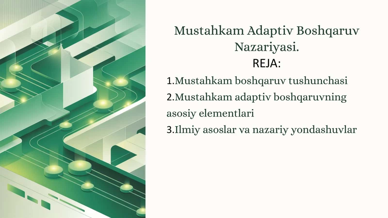 Mustahkam Adaptiv Boshqaruv Nazariyasi 1