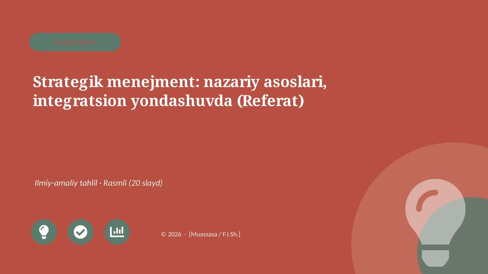 Strategik menejment: nazariy asoslari, integratsion yondashuvda (Referat) 1