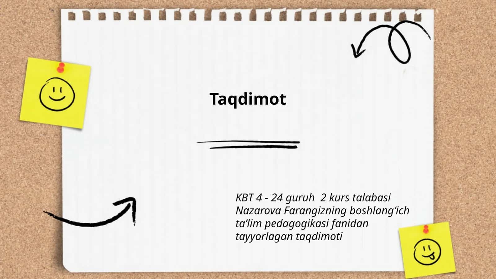 Nazarova Farangizning boshlangʻich taʼlim pedagogikasi fanidan tayyorlagan taqdimoti 1