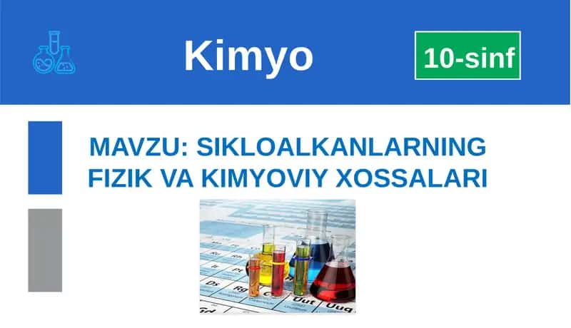 Sikloalkanlarning Fizik va Kimyoviy Xossalari 1