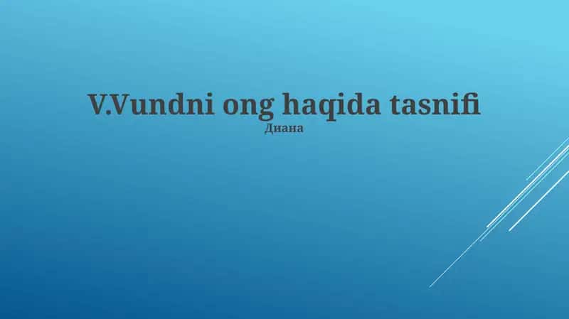 V.Vundni ong haqida tasnifi 1