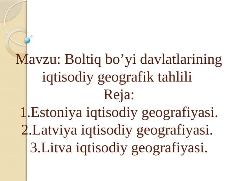 Estonya iqtisodiy geografiyasi 1