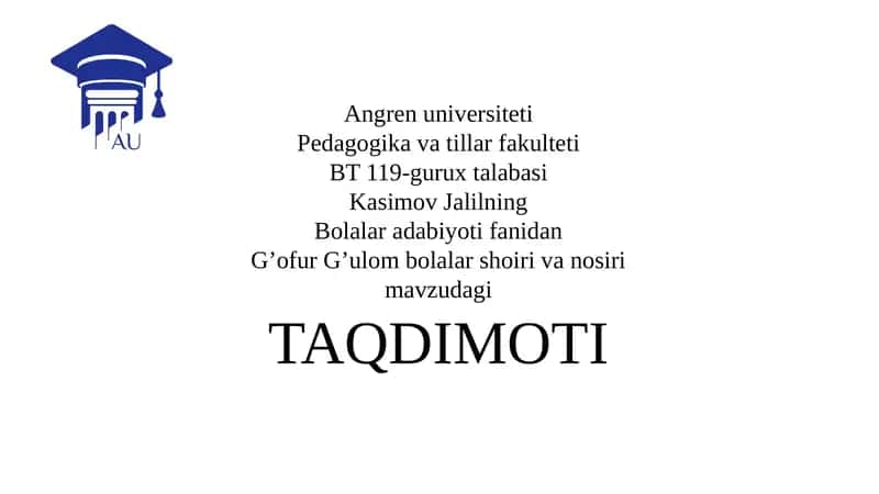 Gʻafur Gʻulom: Bolalar shoiri va nosiri 1