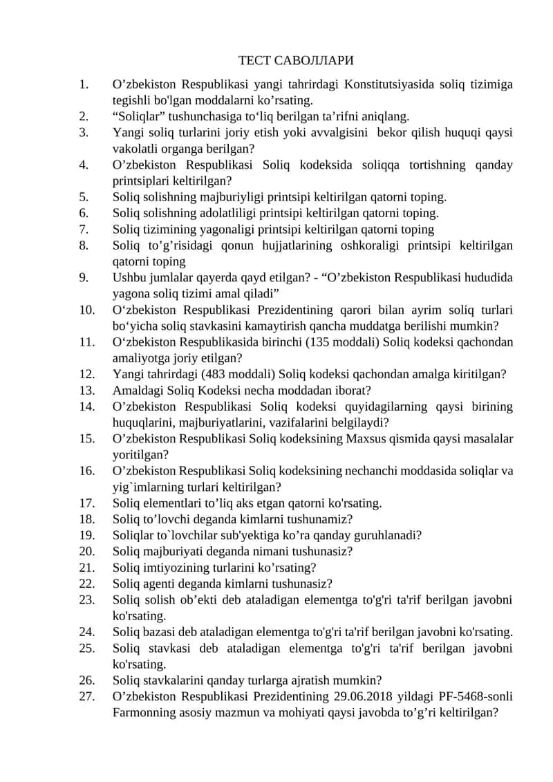 Soliq test yakuniy 1