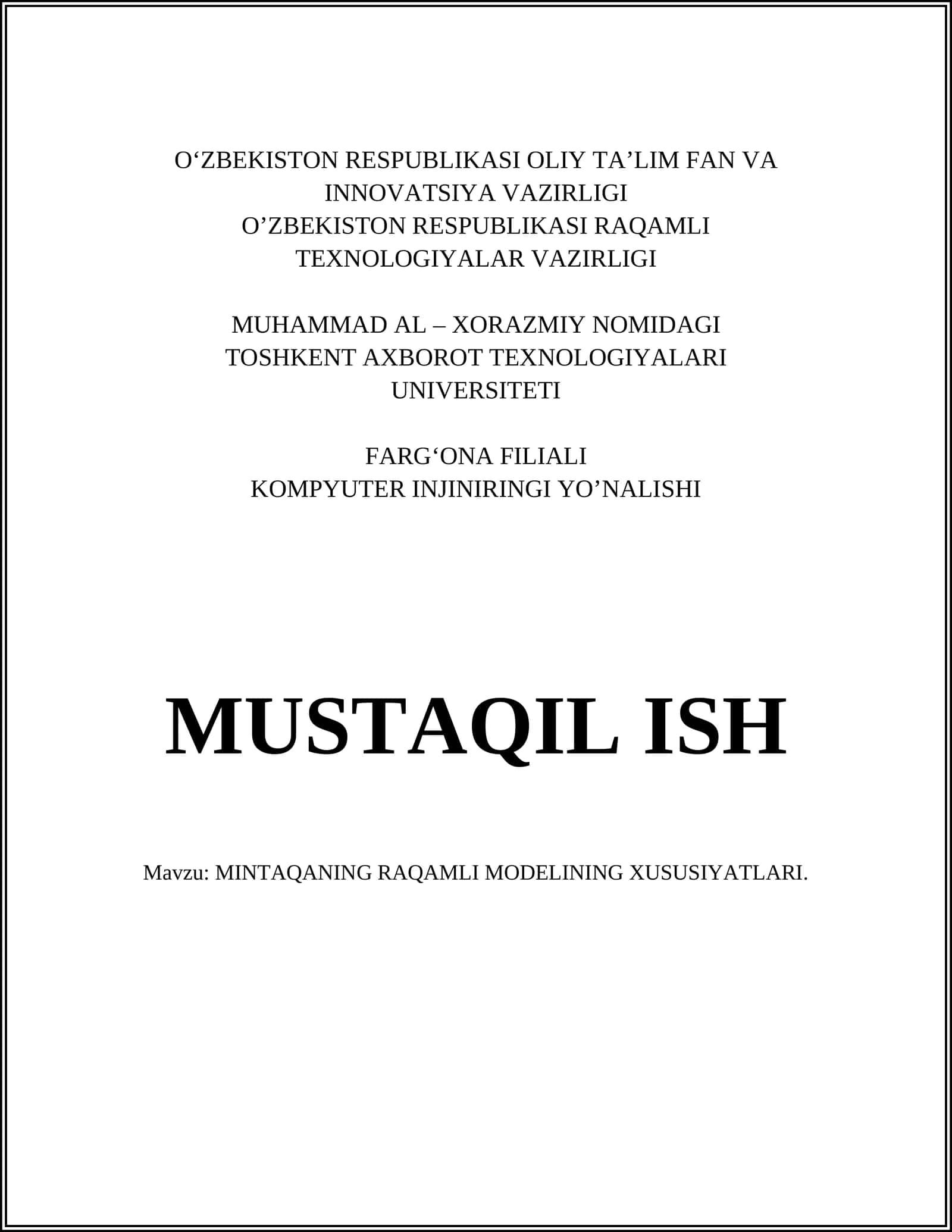 MINTAQANING RAQAMLI MODELINING XUSUSIYATLARI 1
