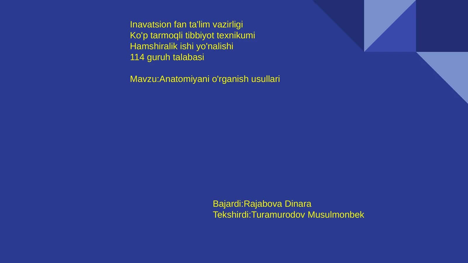Anatomiyani o'rganish usullari 1