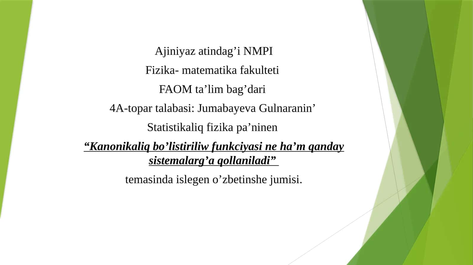 Ajiniyazatindag’i NMPI 1
