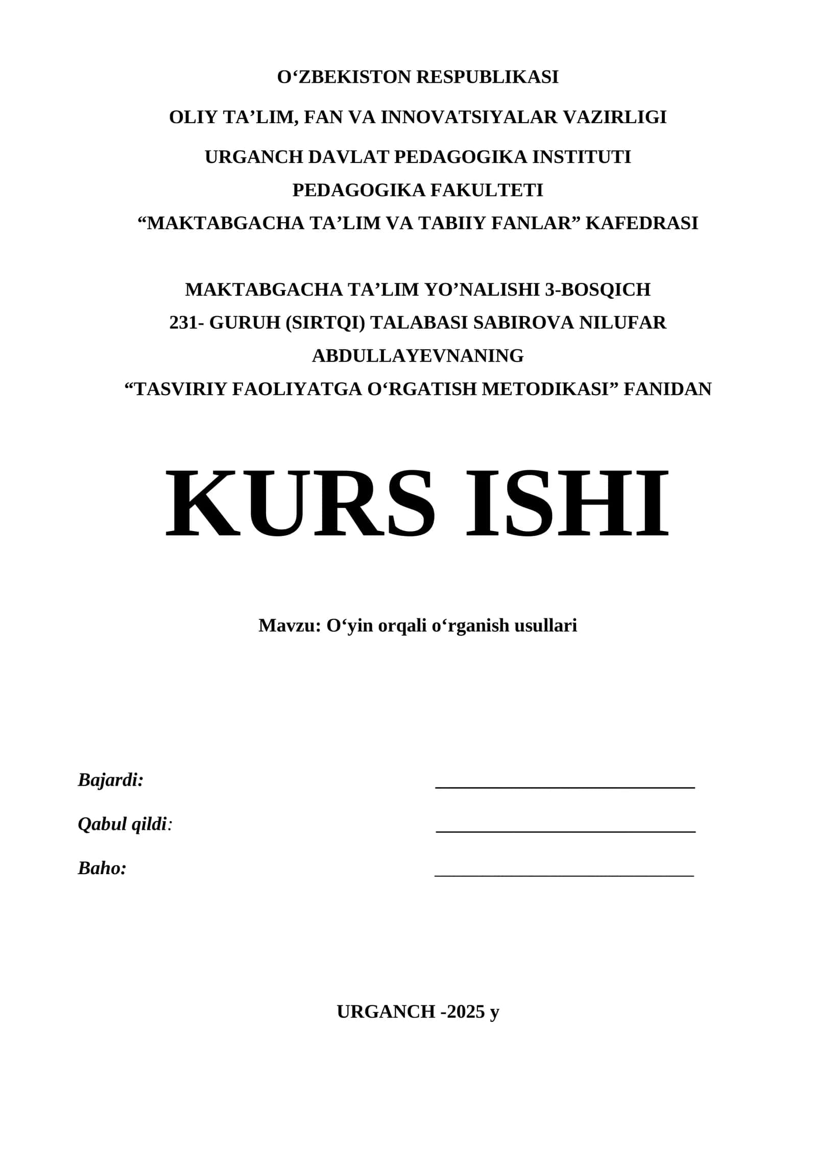 O‘yin orqali o‘rganish usullari 1