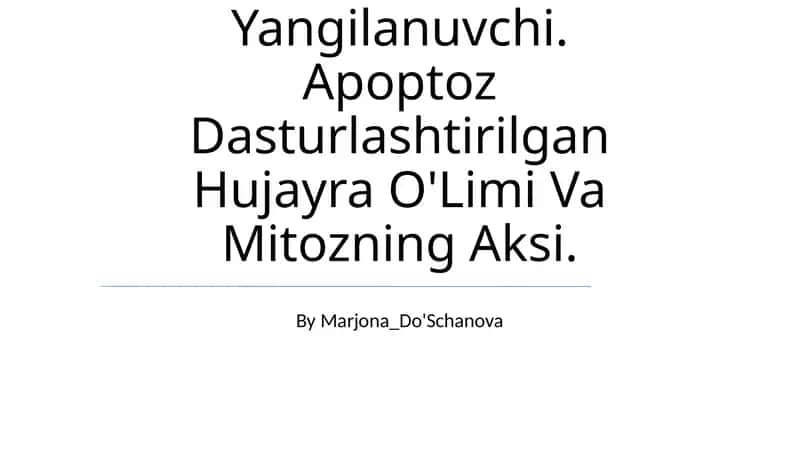 Hujayra Populyatsiyalariningturlari 1