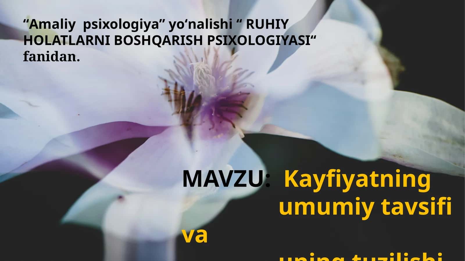 Kayfiyatning umumiytavsifi va uning tuzilishi 1