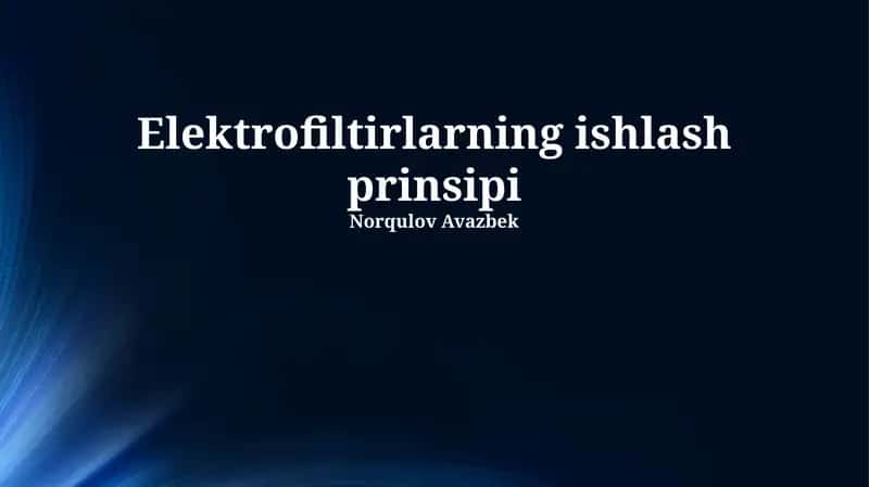 Elektrofiltr ishlash prinsipi 1