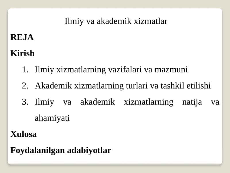 Ilmiy va akademik xizmatlar 1