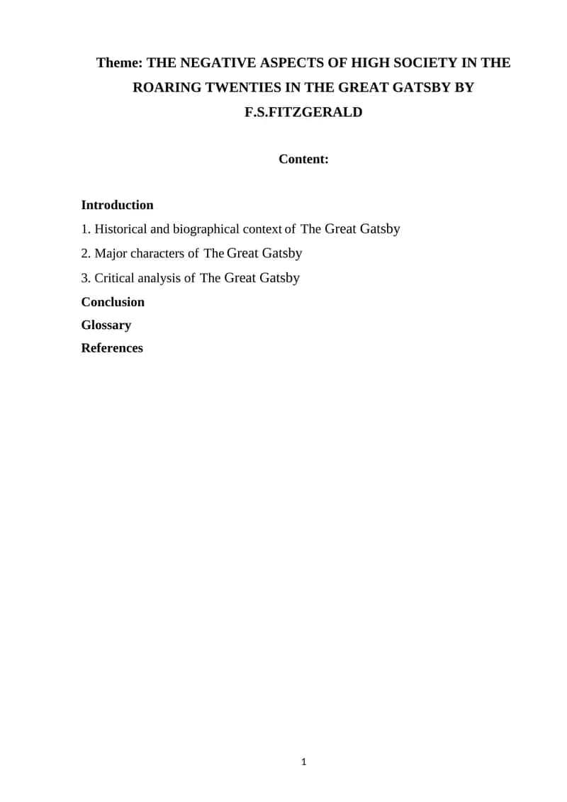 THE GREAT GATSBY BY F.S.FITZGERALD 1